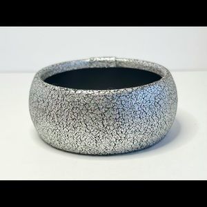 Bangle Bracelet Padded Faux Silver Leather Fabric